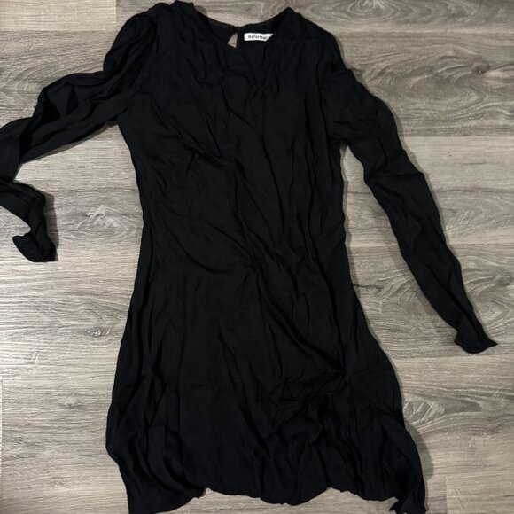 Black Long Sleeve Mini Reformation Dress Size 6 - Picture 3 of 4